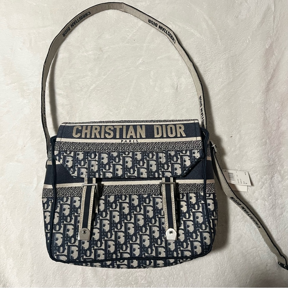 Dior Blue and White Oblique Canvas Crossbody Bag - Picture 7 of 7